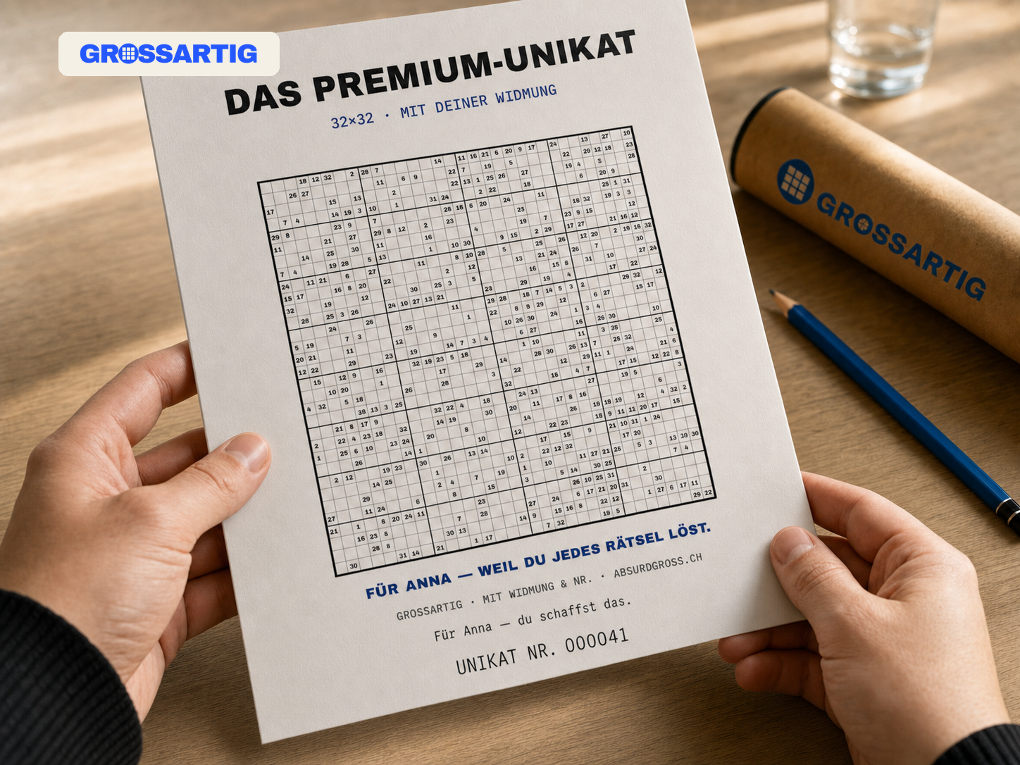 Personalisiertes Sudoku verschenken: dein Name, deine Widmung, deine Nummer