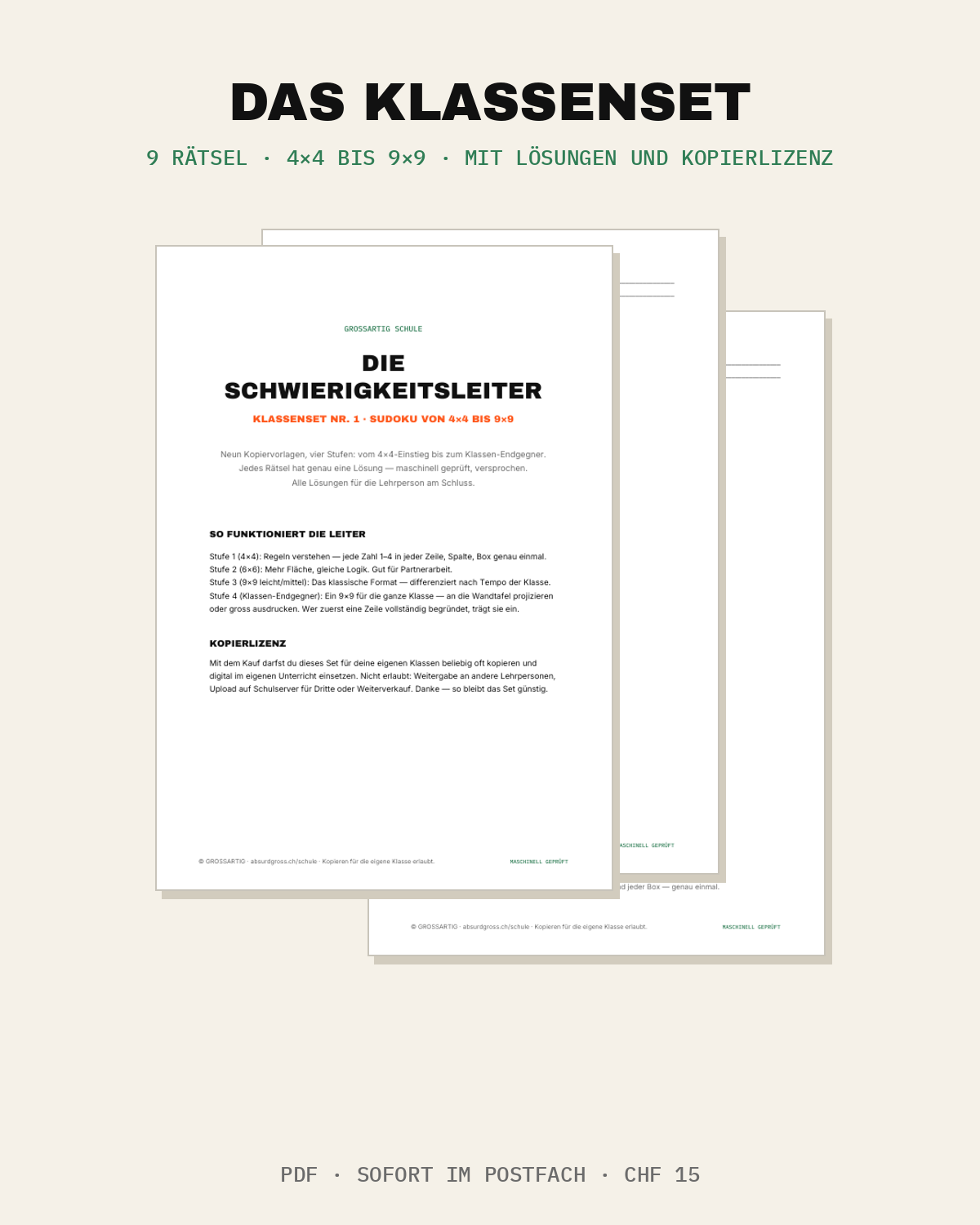 Das Klassenset — von GROSSARTIG