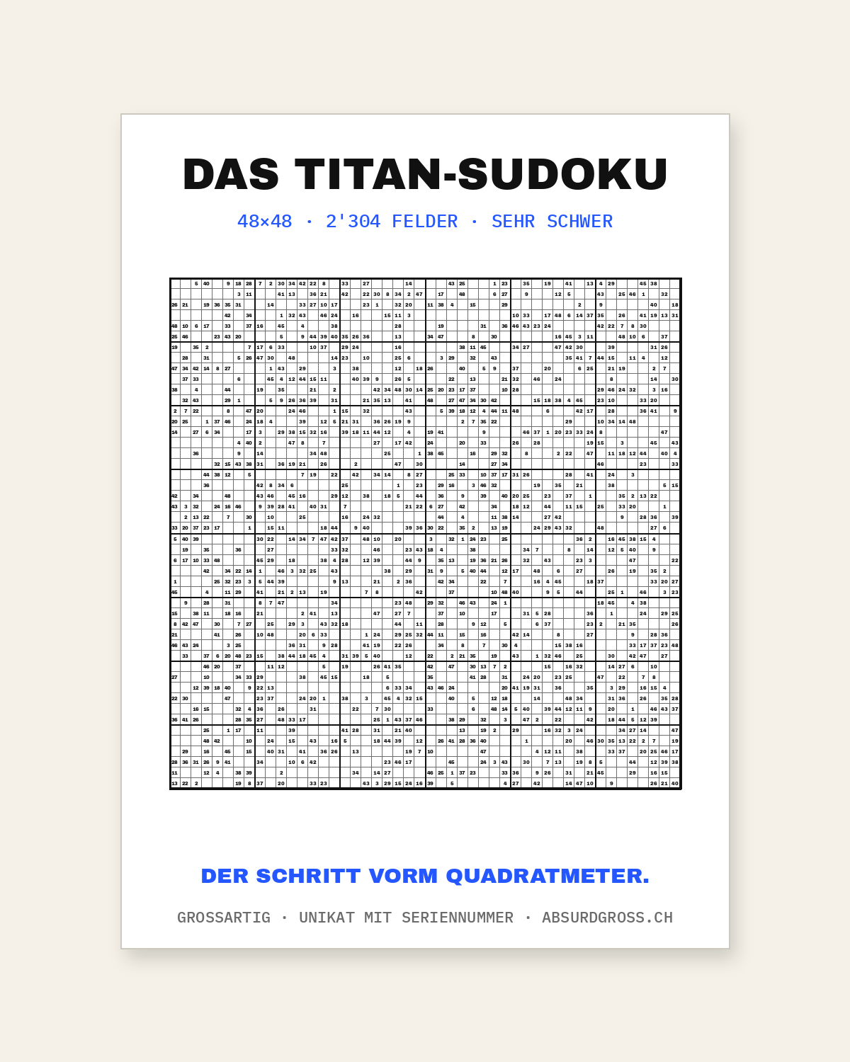 Das Titan-Sudoku — 70×100 cm Rätsel-Poster an einer hellen Wohnzimmerwand