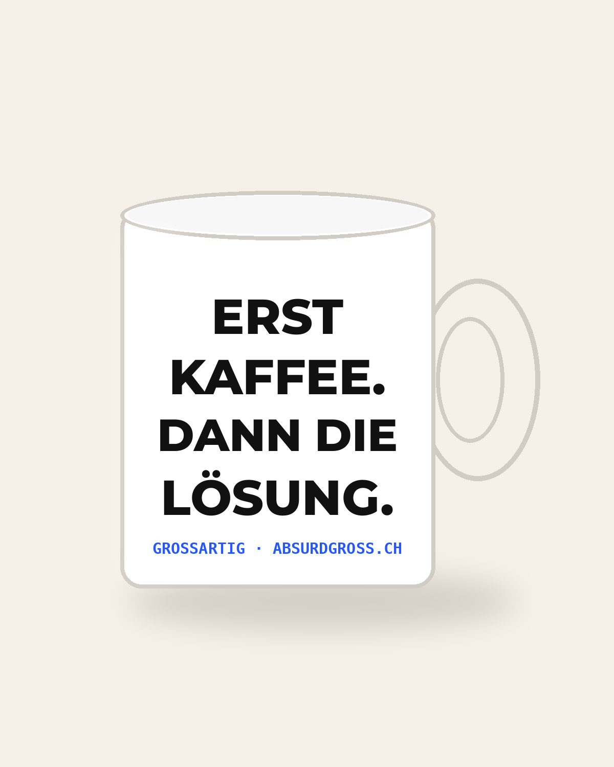 Die Koffein-Tasse — Rätsel-Poster an einer hellen Wohnzimmerwand